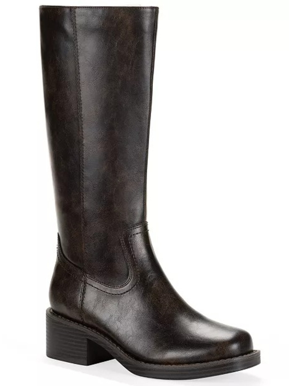 Wild Pair Tall Leather Riding Boot in Dark Brown